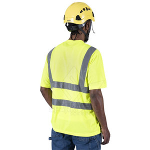 Hi Visibility Men's Reflective Work T-Shirt Polyester Yellow with <b>Silver</b> Stripes - Product Image 3