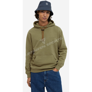 เสื้อฮู้ดดี้ลำลองผู้ชายสำหรับฤดูหนาว ทรงโอเวอร์ไซส์ ไหล่ตก ผ้าหนา 100% คอตตอน มีกระเป๋าใช้งานได้จริง ฮู้ดแบบสวม ผ้าสีพื้น แห้งเร็ว - Product Image 4