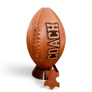 Ballon de football vintage rétro classique de l'entraîneur Geoffrey, logo appliqué, 100% cuir de vachette tanné, fait main, taille 7, haute respirabilité, léger et durable - Product Image 3