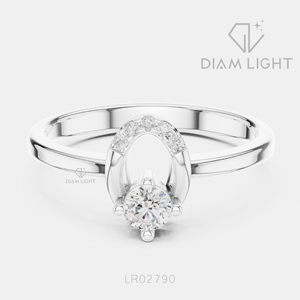 Bague en or blanc 14 carats pour femme avec diamant de laboratoire taille ronde de 0,146 carat, certifiée IGI, couleur F+, clarté VS+, bijoux de fiançailles, cadeau pour femme - Product Image 1