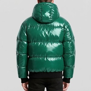 Veste matelassée à capuche verte pour homme, imperméable, enduite de PU, manteau d'hiver décontracté, fermeture éclair épaisse, coupe régulière - Product Image 2