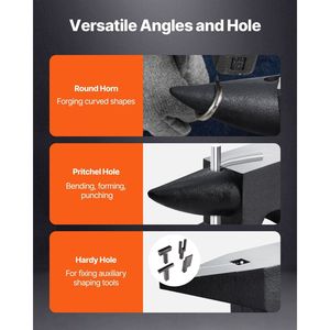 Incudine a corno singolo in acciaio fuso da 132 libbre (60 kg) con ampia superficie di lavoro, base stabile e elevata durezza, robusta - Product Image 5