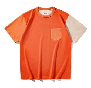 เสื้อยืดคอกลมแขนสั้นผู้ชาย ผ้าโพลีเอสเตอร์ ทรงโอเวอร์ไซส์ แต่งขอบตัดสี มีกระเป๋าหน้า สไตล์ลำลอง แห้งเร็ว - Product Image 2