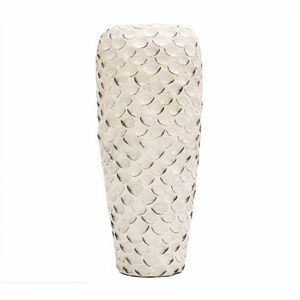 Aluminum Metal <b>Unique</b> Shape Silver Finished Coastal Iron Flower <b>Vase</b> Fancy Style Luxury Handmade Table Top Decoration - Product Image 1