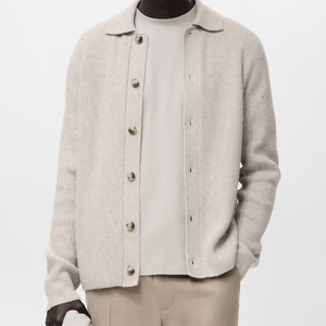 Cardigan en laine pour homme, manches longues, fermeture boutonnée, couleur unie, col rabattu, tricot anti-boulochage, épaisseur standard, idéal pour l'automne - Product Image 2