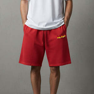 250GSM Fleece Oversized Elastic Waist High Street Style Casual Sweatpants Wholesale OEM Cotton/Polyester Solid Men's Shorts - Product Image 1