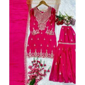 Top de fiesta de diseñador para mujer y conjunto de Plazzo con elegante atuendo de noche Dupatta elegante - Product Image 2