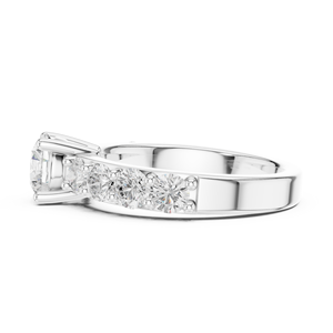 Bague unisexe en argent sterling avec diamant rond brillant, sertissage à griffes ouvertes, élégante, multi-pierres, bijou raffiné, cadeau - Product Image 4