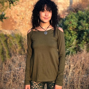 Handcrafted Bohemian Open Shoulder Long Sleeve <b>Top</b> with Criss Cross Boho <b>Festival</b> Shirt Summer Blouse for Women Plus Size - Product Image 1