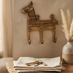 Plaque murale décorative en laiton style antique, motif cheval, plaqué or, 9,5x13,1 pouces, thème animalier, décoration intérieure - Product Image 2