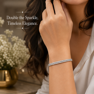Bracelet tennis en diamants véritables 2,00 TCW |   Bracelet en or blanc serti de diamants sur deux rangées |   Bijoux fins de 7 pouces pour femmes, cadeau de luxe - Product Image 1