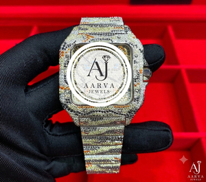 Montre mécanique à cadran carré avec bracelet en strass et incrustations de cristaux, montre-bracelet tendance pour soirée, bijou cadeau - Product Image 4