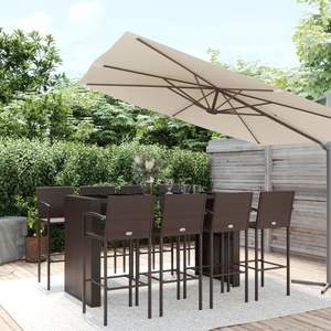 Set da 9 Bar in Poly Rattan marrone per mobili da esterno - Product Image 1