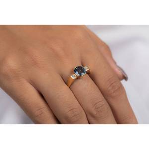 Anillo de Boda de Oro de 14K con Zafiro y Diamantes para Mujer - Product Image 3