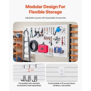 8X4 pi PVC Blanc Garage Slatwall Lambris Préfabriqué Accessoire Riche Stockage avec Latte Mur Accessoires Accessoires Modèle D0100X3IFLT - Product Image 4