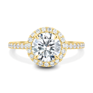 Anillo de Compromiso con Halo de Diamantes Redondos en Oro Blanco con Banda Pavé, Elegante Anillo de Promesa Nupcial para Mujer, Joyería de Lujo Atemporal - Product Image 4