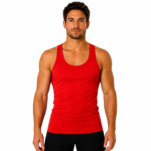 Custom Solid Colour Men Tank Top Slim Fit Stringer Vest Blank Gym <b>Singlet</b> Premium Breathable Cotton Athletic Sleeveless Casual - Product Image 1