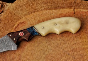 Custom Handmade Forged Ambidextrous Modern Fillet <b>Knife</b> 8-9.9in Damascus Steel <b>Bone</b>+wood+resin <b>Handle</b> Leather - Product Image 2