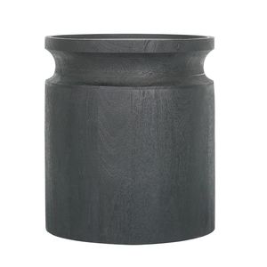 Table d'appoint cylindrique en bois noir D14x16, table de chevet élégante - Product Image 3