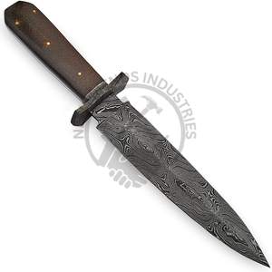 Cuchillo Dogger de Acero de Damasco Hecho a Mano, Nuevo, con Mango de Micarta y Funda, Cuchillo de Caza para Exteriores de Hoja Fija Afilada de la Mejor Calidad - Product Image 1