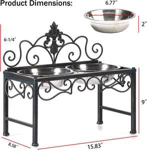 Support pour gamelles de chien de taille moyenne avec gamelles en acier inoxydable, station d'alimentation surélevée pour animaux de compagnie, robuste et facile à nettoyer - Product Image 4