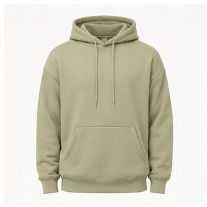 เสื้อฮู้ดดี้ผู้ชายสีเขียวเซจแบบสวมใส่สบายทรงหลวม ปรับแต่งได้ พร้อมเชือกผูกแบบโทนสีเดียวกัน กระเป๋าจิงโจ้ ผ้าฝ้ายฟลีซเนื้อนุ่ม รุ่น MHOOD-0001 - Product Image 1