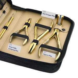 Hair Extension Installation Tools Kit with <b>Tape</b> in Pliers Crimping Threading Needle Rat Tail Comb Section Clips and Wig Thread - Product Image 4