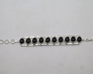 Black Spinel German <b>Silver</b> Adjustable <b>Bracelet</b> Natural Black Spinel Gemstone <b>Cuff</b> Handmade Fashion Jewelry - Product Image 3