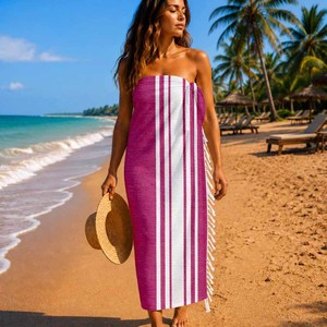 Toalla Fouta de Playa 100% Algodón a Rayas, Hermosos Colores, Toalla Fouta Turca para Playa, Toalla Hammam Teñida con Hilo Antiarena - Product Image 5