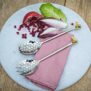 Latest High Standard Quality Metal Honey Comb Pattern <b>Serving</b> <b>Spoon</b> and Fork 18/10 - Product Image 2