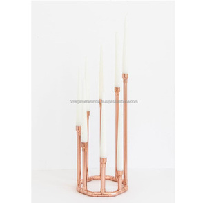 Candelero decorativo octágono de cobre alto, decoraciones navideñas para el hogar, soporte de Metal, forma de pilar de vidrio, número de modelo, centros de mesa - Product Image 6