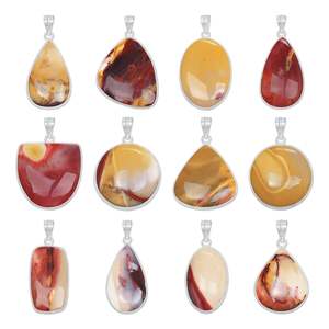Collares con Colgante Múltiple de Jaspe Mookaite Natural para Mujer y Hombre, Chapados en Oro/Plata, Joyería de Piedras Preciosas Hecha a Mano, Estilo Vintage, Regalo - Product Image 2