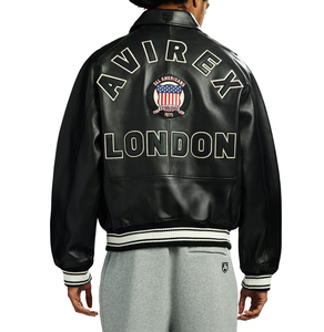Custom London Icon Leather Bomber <b>Jacket</b> for <b>Men</b> | Premium Cowhide Leather Varsity <b>Jacket</b> | Embroidered Streetwear Flight <b>Jacket</b> - Product Image 4