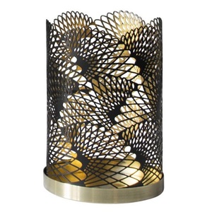 Handcrafted Black Gold Iron <b>Candle</b> Holders Set Cylinder Die Cut Geometric Pattern Home Decoration Durable - Product Image 4