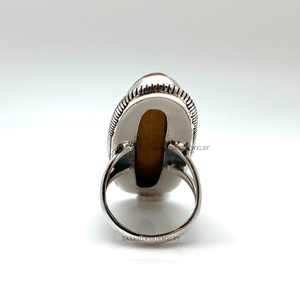 แหวนหินตาเสือธรรมชาติ ทำมือ เงินแท้ 925 แหวนพลอยสำหรับเธอ - Product Image 3