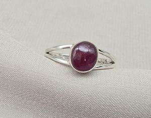 Anillo de rubí natural, plata de ley 925, rubí ovalado cabujón, joyería hecha a mano, talla 7US - Product Image 4