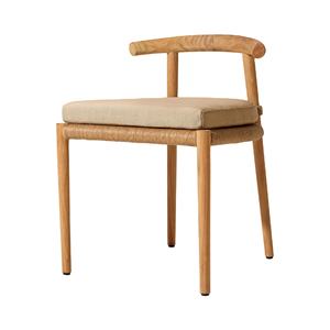 Chaise de salle à manger moderne de haute qualité Cadre en bois de teck massif avec siège en rotin synthétique tissé et coussin inclus - Product Image 1