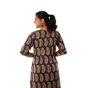 Robe une pièce noire Pure Ajrakh - Product Image 1