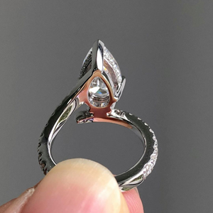Anillo de Diamante Cultivado en Laboratorio de 3.25 Quilates, Corte Pera, Oro Blanco de 14K, Joyería Clásica de Compromiso y Boda, Original - Product Image 2