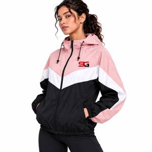 Chaqueta Cortavientos Ligera con Capucha y Bloques de Color para Mujer, Chaqueta Bomber con Cierre, Chaqueta Cortavientos con Logotipo Personalizado al por Mayor - Product Image 1