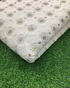 High Quality Sequin Embroidery Fabric 3D Floral Lace Fabric for Evening Dress Wedding Gown Garment - Product Image 2