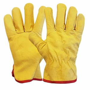 Premium Cowhide Grain Leather Yellow <b>Driver</b> <b>Gloves</b> Fleece Lined Lorry Driving Work <b>Gloves</b> Heavy Duty Heat Resistant - Product Image 5