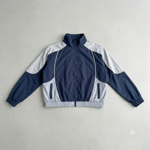 Conjunto Deportivo de Dos Piezas para Hombre de Primera Calidad, Diseño Color Block Azul Marino y Gris, Tejido de Poliéster de Secado Rápido, Otoño - Product Image 2