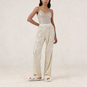 Pantalon tendance à sequins taille mi-haute coupe droite éco-responsable pour femme – Idéal pour les soirées, les clubs et le streetwear – Nouvelle collection - Product Image 2