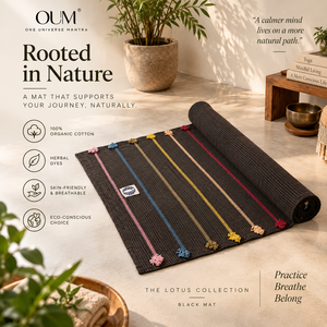 ONE UNIVERSE MANTRA, Colección Lotus, Tapete de Yoga Antideslizante de Algodón, Negro - Product Image 6