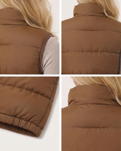 New Designs Women Sleeveless Solid Color Hooded Puffer Vest Zipper Casual Regular Length Puffer Waistcoat Cotton Bubble <b>Jacket</b> - Product Image 6