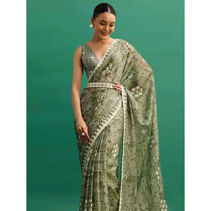 Sari Recto de Satén para Fiestas, Cintura Natural, Bordado y Lentejuelas, Elegante para Eventos - Product Image 6