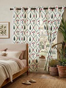 Rideaux à œillets en coton imprimé à la main de qualité supérieure, motif floral traditionnel, pour salon et chambre, translucides, XL - Product Image 3