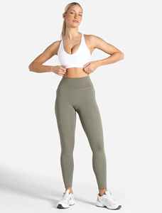 Sujetador deportivo sin costuras con cuello en V profundo y espalda cruzada para mujer, soporte medio, yoga, color liso, tela elástica - Product Image 6