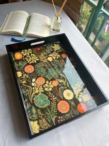 Rectangle Wooden Serving Tray with Handles: Epoxy Art <b>Rustic</b> <b>Coffee</b> <b>Table</b> Decor - Product Image 6